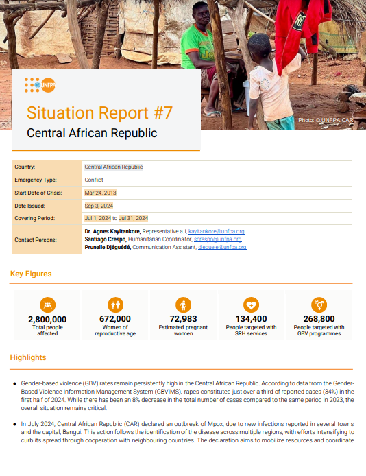 Central African Republic Situation Report #7 - 3 September 2024