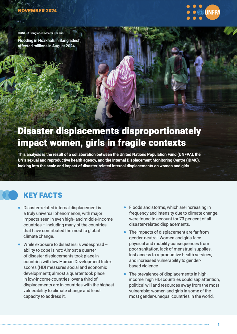 Disaster displacements disproportionately impact women, girls in fragile contexts