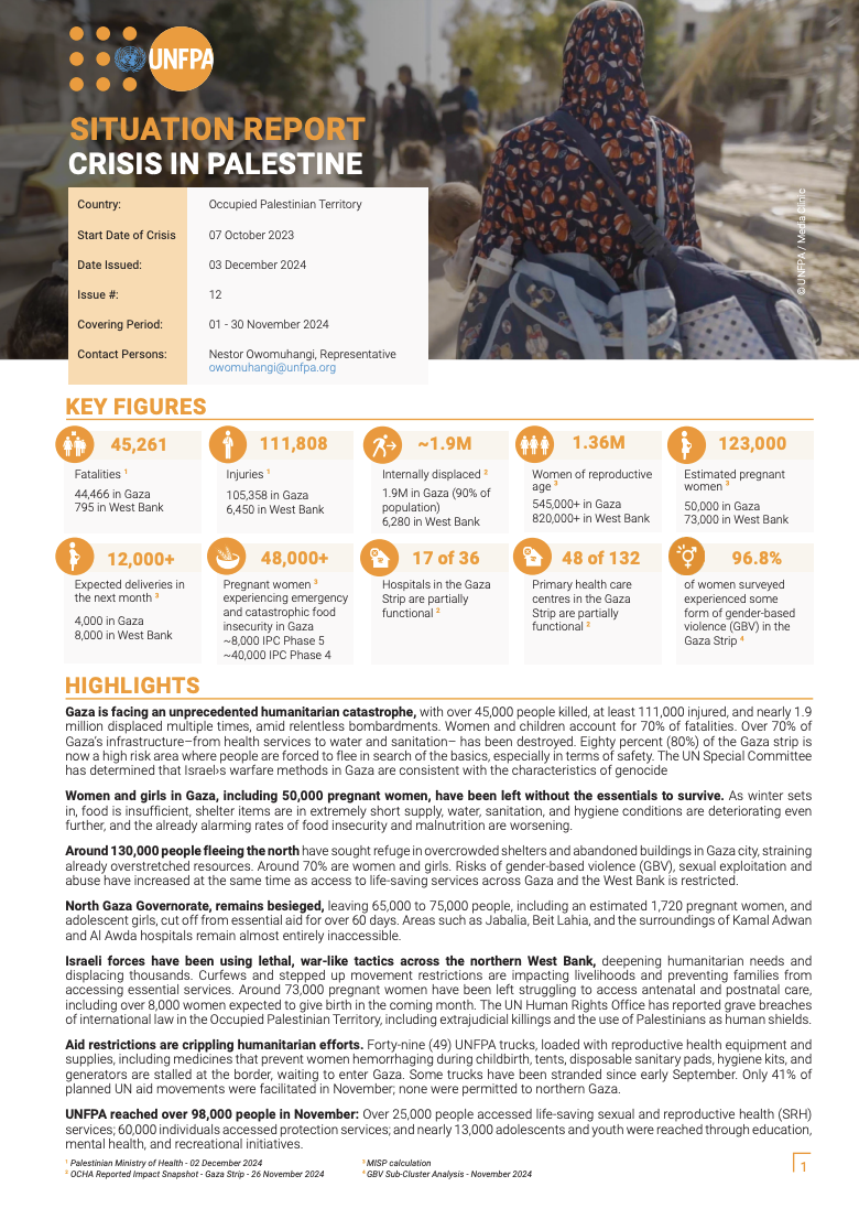 Palestine Situation Report #12 - December 2024