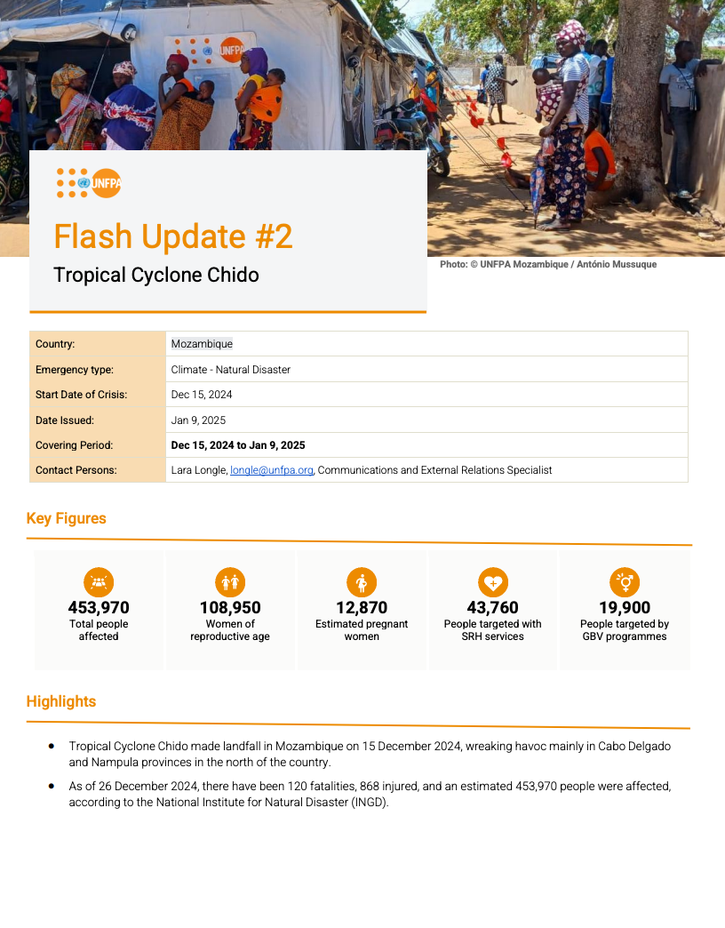 UNFPA Mozambique Cyclone Chido Flash Update #2 