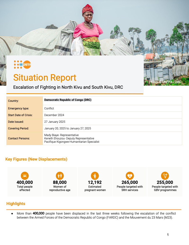 UNFPA DRC Situation Report - 27 January 2025