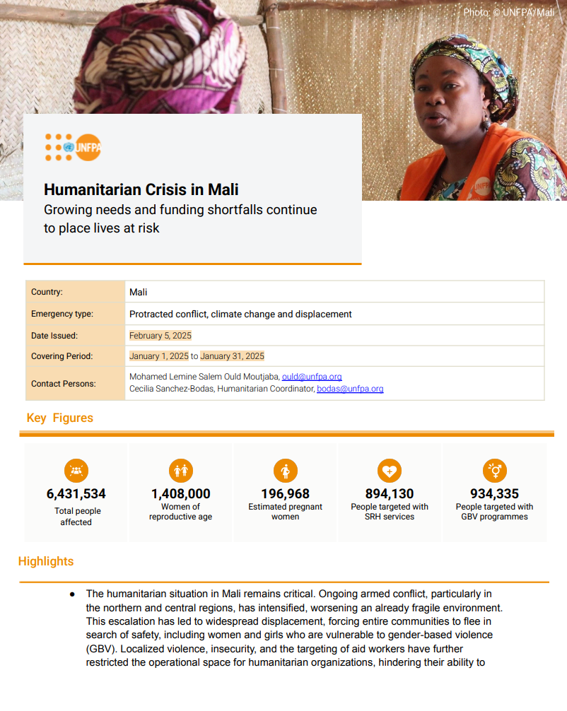 UNFPA Mali Situation Report - January 2025