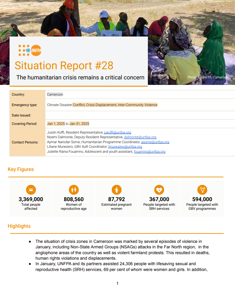 UNFPA Cameroon Situation Report - January 2025