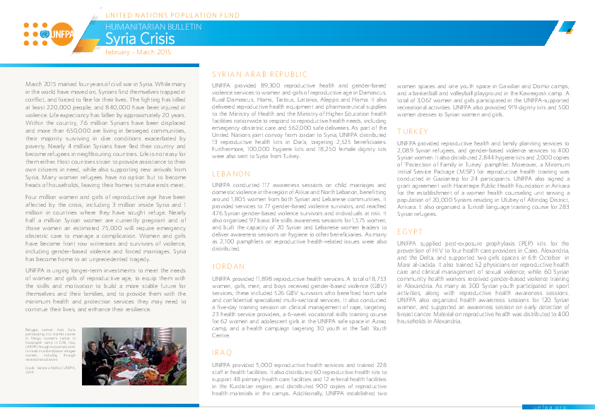 Humanitarian Bulletin Syria Crisis February - March 2015