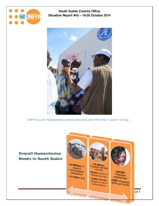 South Sudan Country Office Situation Report #45 – 18-26 October 2014