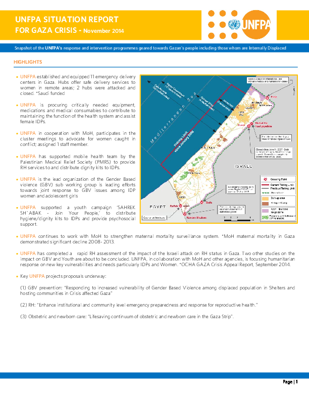 Situation Report for Gaza Crisis - November 2014