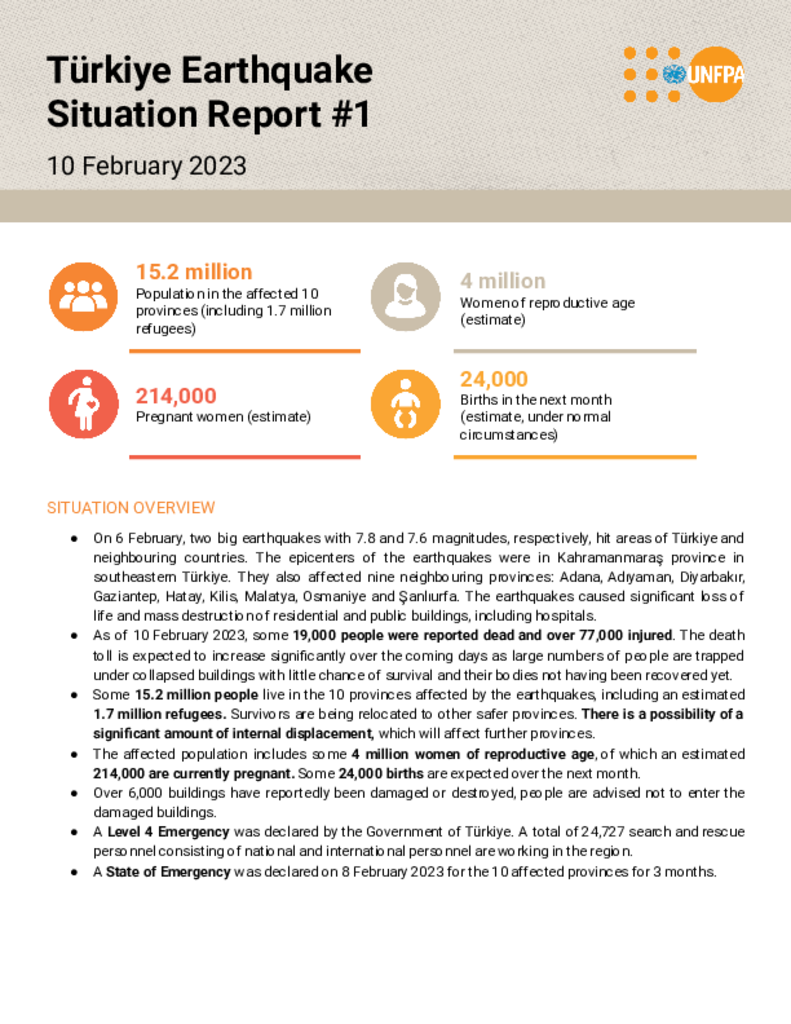 Türkiye Earthquake Situation Report #1 - 10 February 2023