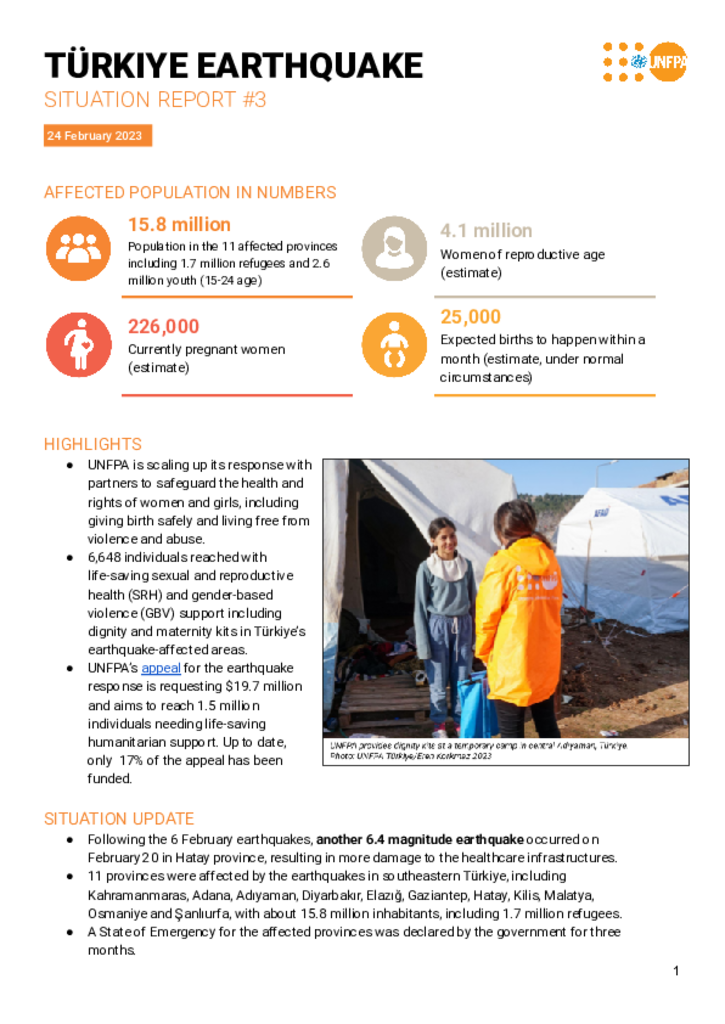 Türkiye Earthquake Situation Report #3 - 24 February 2023