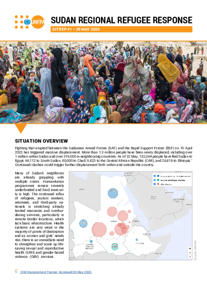 UNFPA Sudan Regional Refugee Response Situation Report #1: 29 May 2023