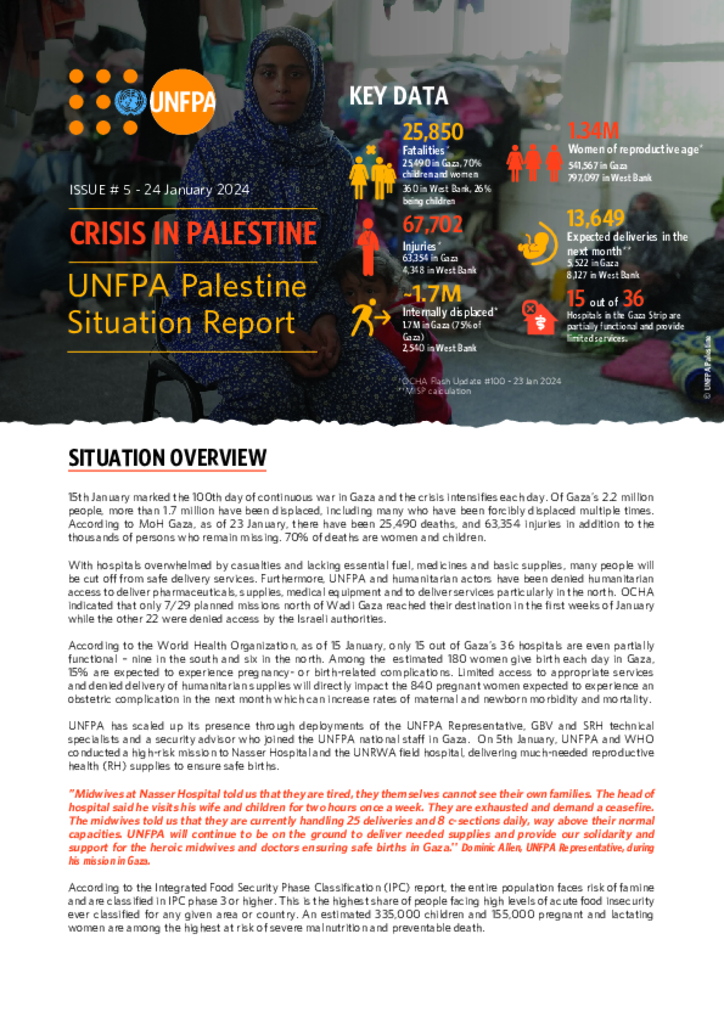 UNFPA Palestine Situation Report #5 - 24 January 2024