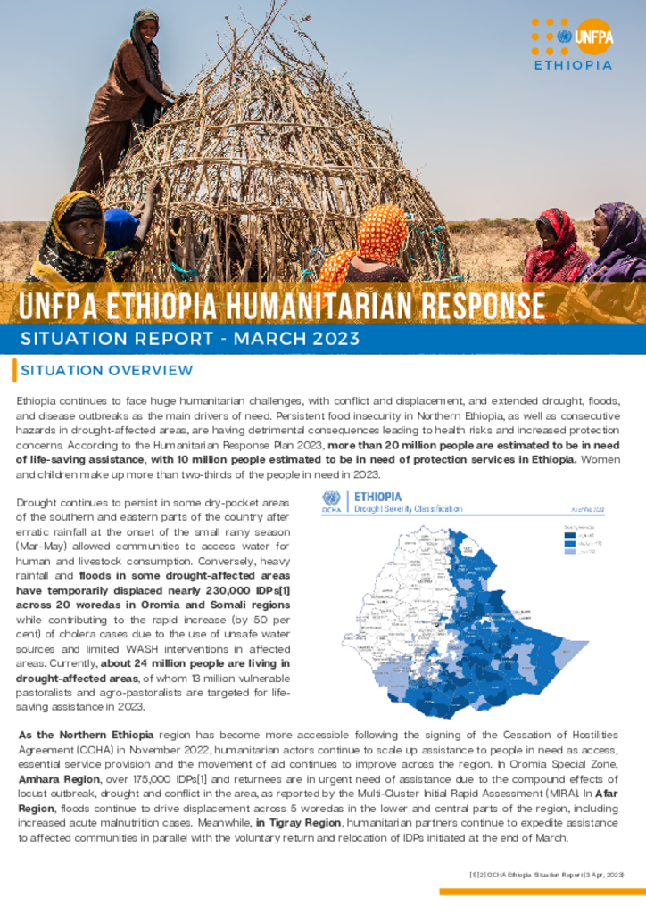 UNFPA Ethiopia Humanitarian Response: Situation Report - March 2023