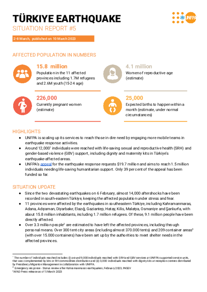 Türkiye Earthquake Situation Report #5 - 10 March 2023