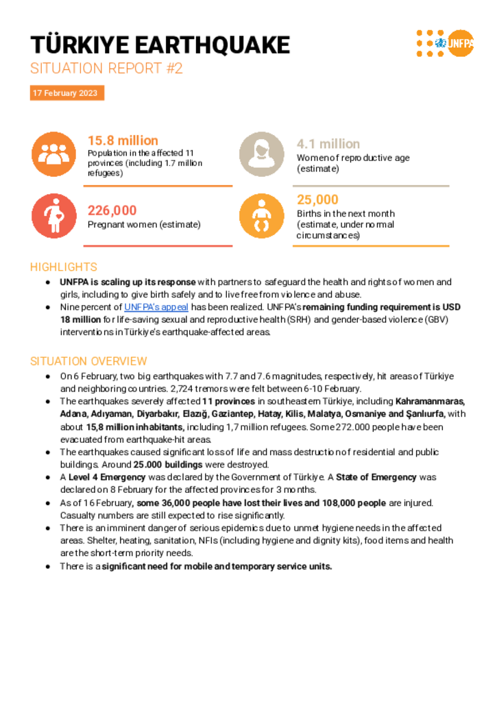 Türkiye Earthquake Situation Report #2 - 17 February 2023