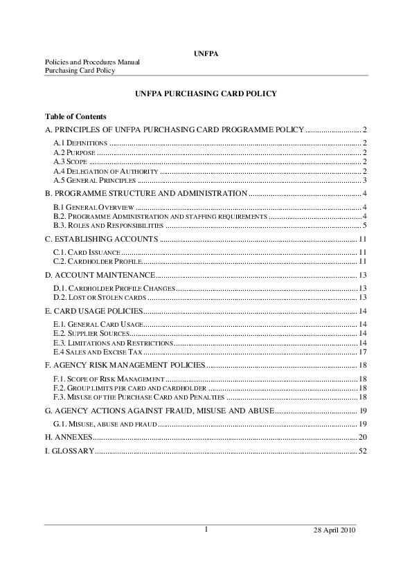 Policy for Purchasing Card