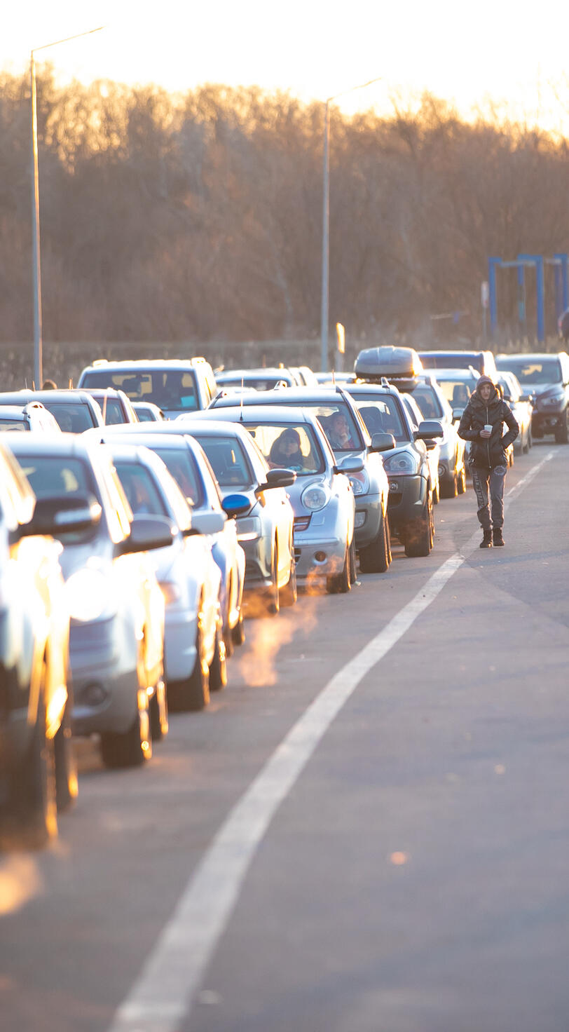 A road full of cars.